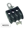 Barton N02331 Size 2 35mm Plain Bearing Pulley Block Triple With Swivel & Becket - for 8mm max rope